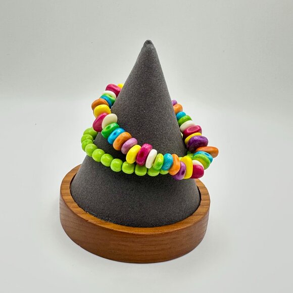 Colorful Set of Two 90s Era Stretch Beaded Bracelets - Picture 3 of 3